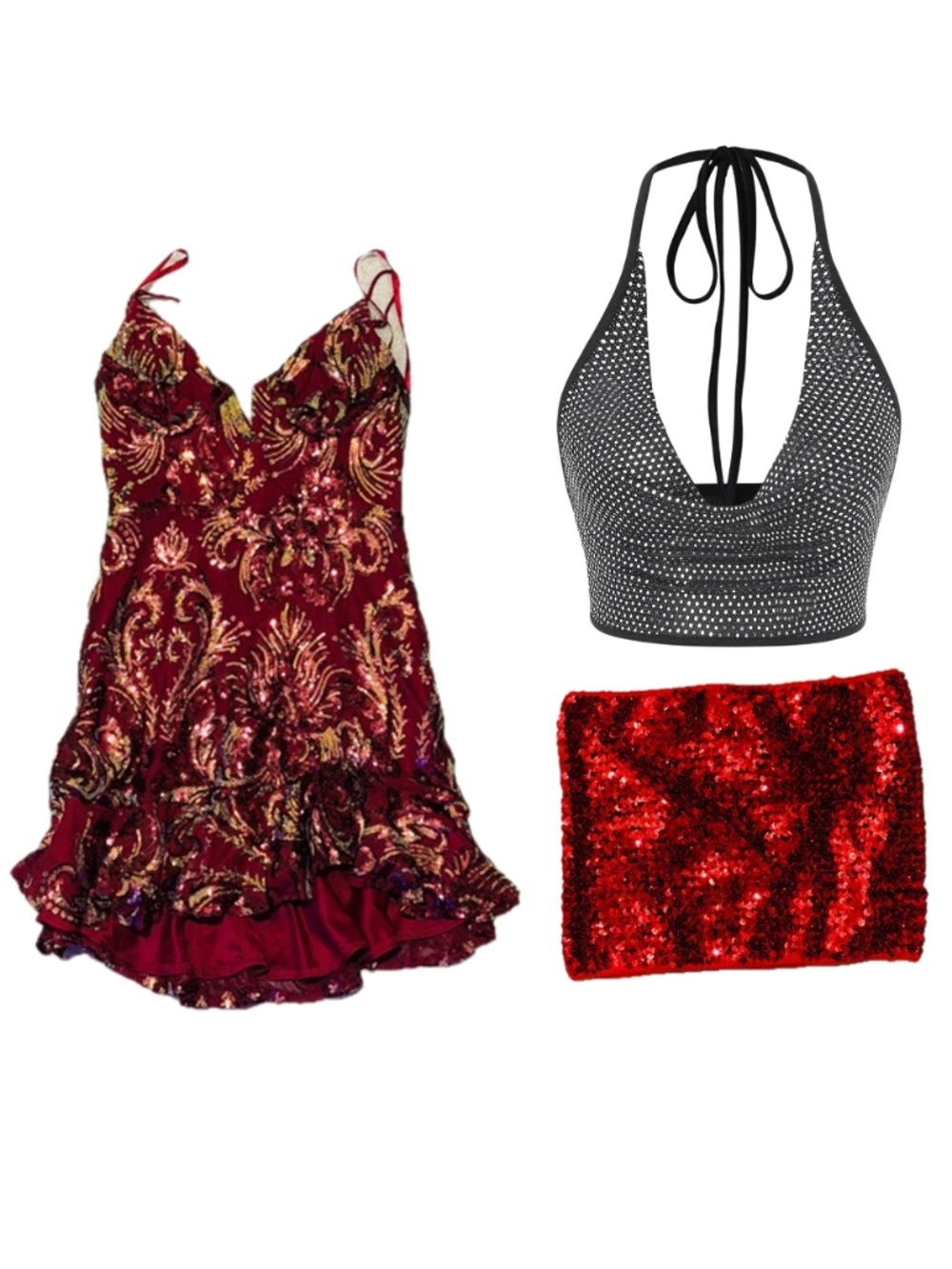 SUPER SEXY Size M Lulus Party Girl in Scarlet Minidress, Tube Top, Skirt